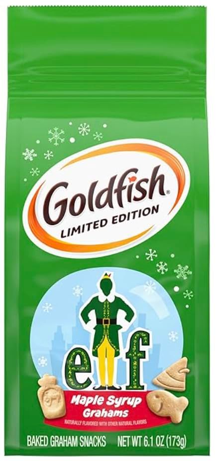 Goldfishs Crackers, Limited Edition Elf Maple Syrup Flavored Graham Snack Crackers, 6oz. bag wJS REDHOK DEALZ Sticker