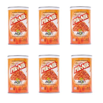 Picnic Foods Shoestring Potato Crisps - Hot Fries - Pack of 6 - Delicious Shoestring Potato Snacks - Great for Snacking or for Lunches - Share with Friends and Family