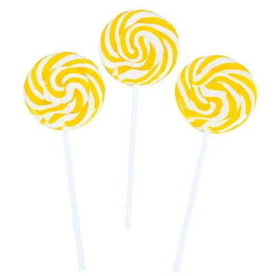 YELLOW SWIRL LOLLIPOPS - 24 CANDY SUCKERS INDIVIDUALLY WRAPPED - LARGE 2 INCH POPS - CANDY BUFFET