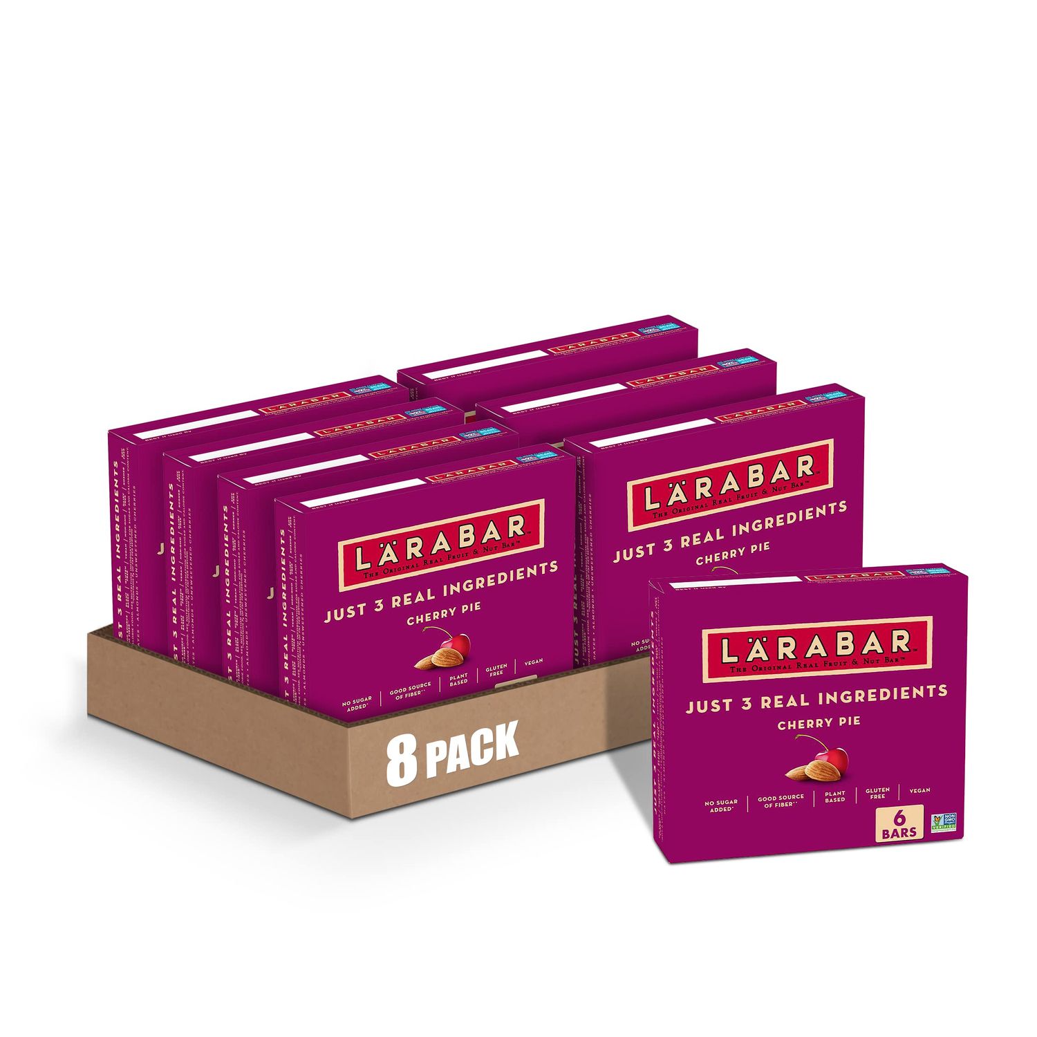 LRABAR Cherry Pie, Gluten Free Vegan Fruit &amp; Nut Bars, 1.7 oz, 6 ct (Pack of 8)