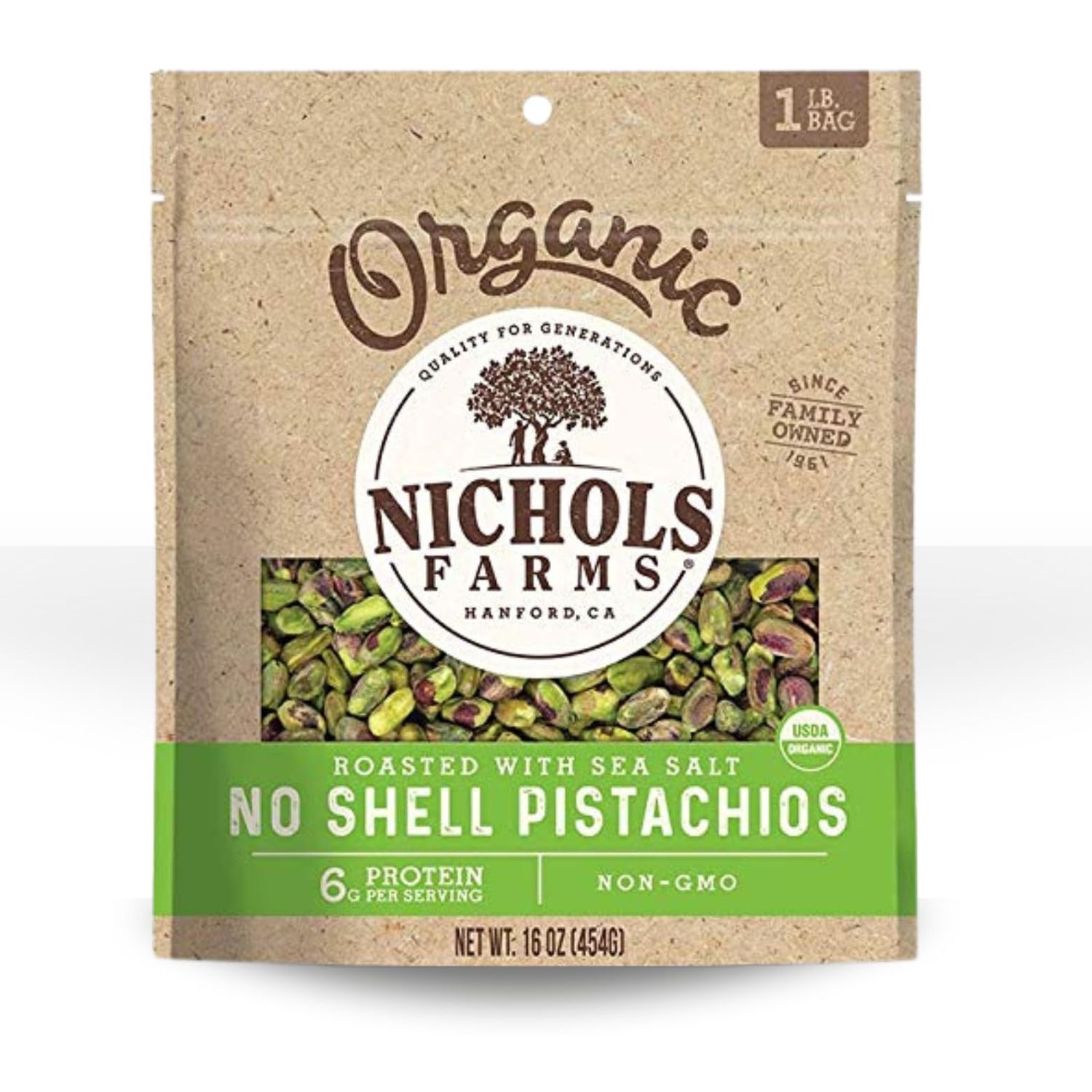 Nichols Farms Organic 1LB No Shell California Pistachios