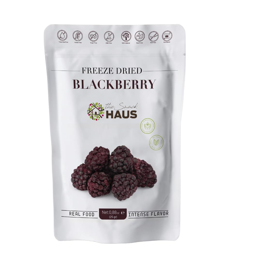 The Snack Haus Freeze-Dried Blackberries 0.88 Oz | All-Natural, No Preservatives | Nutrient-Rich, High Fiber Snack | Perfect for Yogurt, Granola, or On-The-Go (0.88 OzPack)