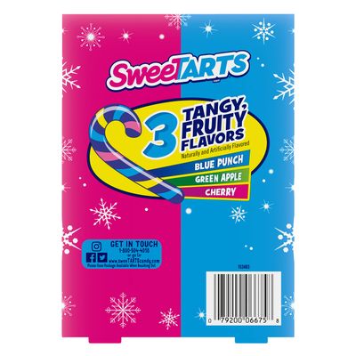 SweeTarts Holiday Candy Canes, 12ct Box - Individually Wrapped Holiday Classic, Perfect for Stocking Stuffers, Holiday Gifting and Decorating
