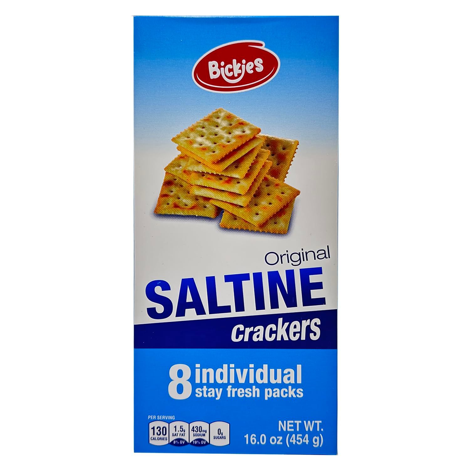 Bickies Original Saltine Crackers Light &amp; Crispy Lunch Snacks Made with Wheat Flour &amp; Authentic Salty Butter Flavor - Saltine Crackers with 4 stay fresh packs - 16 oz