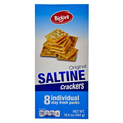 Bickies Original Saltine Crackers Light &amp; Crispy Lunch Snacks Made with Wheat Flour &amp; Authentic Salty Butter Flavor - Saltine Crackers with 4 stay fresh packs - 16 oz