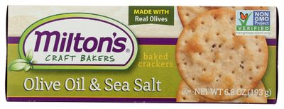 Milton&#39;s Organic Olive Oil &amp; Salt With Olive Crackers, Non GMO, Kosher, 6.8 Ounces (Pack Of 8)