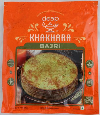 Deep Millet Bajri Khakhara - 7 oz | 100% Natural Ingredient | Thin &amp; Crispy | Traditional Gujrati Indian Ready to Eat Snacks | Tasteful &amp; Healthy | Hygienically Vacuum Packed | Serve with Tea &amp; Coffee