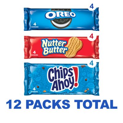 Nabisco Cookie Variety Pack, OREO, Nutter Butter, Chips Ahoy, 12 Snack Packs (4 Cookies Per Pack)