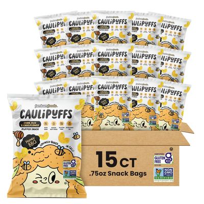 Honey BBQ CauliPuffs - Corn, Rice, and Cauliflower Gluten Free Puffed Snack (Box of 15, 0.75oz bags)