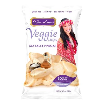 Wai Lana Veggie Chips Sea Salt and Vinegar (5 Pack of 4.5 Ounce Individual Bags) - Gluten Free, Non-GMO, Vegan, Zero Trans Fats