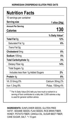 Sigdal Bakeri All Natural Norwegian Crispbread - Non GMO, Vegan, Sugar Free, High Fiber, Low Carbs, High Protein, Wholegrain Snack Crackers With Up To 46% Seeds (Gluten Free Oats, 6 Pack)