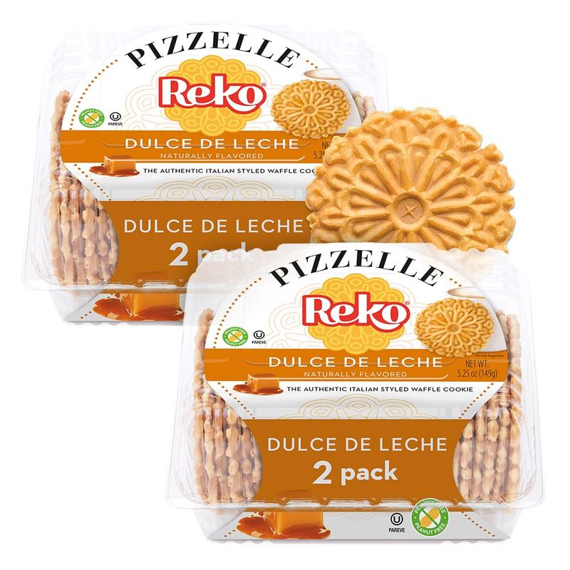 Reko Pizzelle Authentic Italian Style Waffle Cookie, Dulce de Leche, 5.25 Ounce (Pack of 2)
