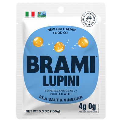 BRAMI Lupini Beans Snack, Sea Salt &amp; Vinegar, 7g Plant Based Protein, 0g Net Carbs, Vegan, Vegetarian, Keto, Mediterranean Diet, Non Perishable, 5.3oz