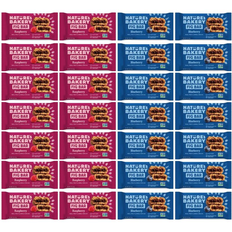 Natures Bakery Whole Wheat Fig Bars - 32 Twin Packs (16 Blueberry, 16 Raspberry Each) (1)