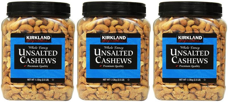 Kirkland Signature Unsalted Cashews, 2.5 Pound (3 Pack)