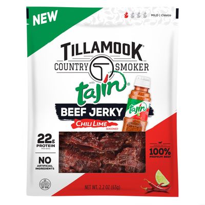 Tillamook Country Smoker Tajn Flavored Chili Lime Beef Jerky,High Protein, Ready to Eat Snacks, Savory and Tangy Flavor, On-the-Go Snack, 2.2 Ounce