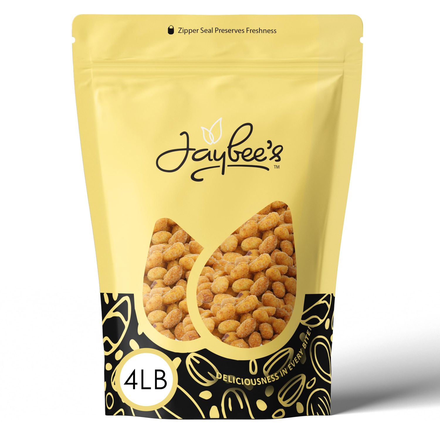 Honey Roasted Peanuts 4 Pounds - Resealable Bag - Sweet &amp; Crunchy Snack, Perfect for Parties, Kosher, High Protein, Great for On-the-Go, Gourmet Quality | Kosher | Jaybee&#39;s Nuts