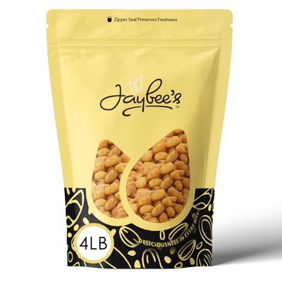Honey Roasted Peanuts 4 Pounds - Resealable Bag - Sweet &amp; Crunchy Snack, Perfect for Parties, Kosher, High Protein, Great for On-the-Go, Gourmet Quality | Kosher | Jaybee&#39;s Nuts