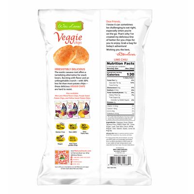 Wai Lana Veggie Chips Lime Chili (5 Pack of 4.5 Ounce Individual Bags) - Gluten Free, Non-GMO, Vegan, Zero Trans Fats