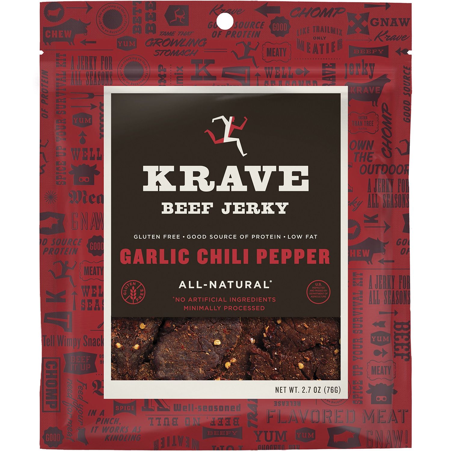 KRAVE Jerky Beef, Garlic Chili Pepper, 2.7 Ounce