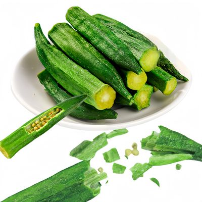 Okra Chips Freeze Dried Vegetables - Crunchy Dehydrated Okra Crisp, Sea Salt Flavor Chinese Snacks, Resealable Bag (4.41 Oz)