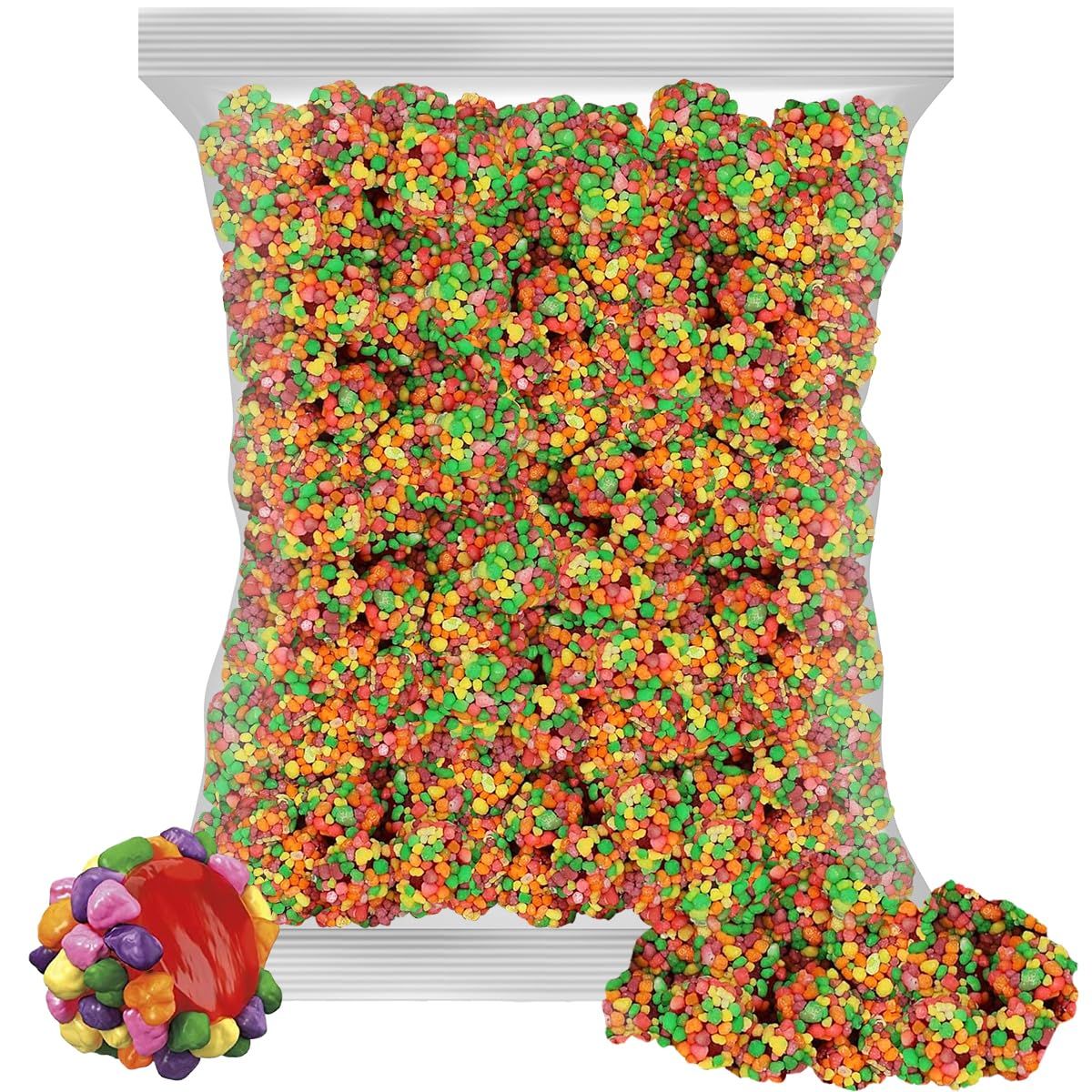 Gummy Clusters Candy - Tangy, Sweet, Gummy &amp; Crunchy Rainbow Mix | Classic Explosion of Strawberry, Grape, Orange &amp; Lemonade Flavors | 1lb Bulk Bag for Kids &amp; Movie Nights