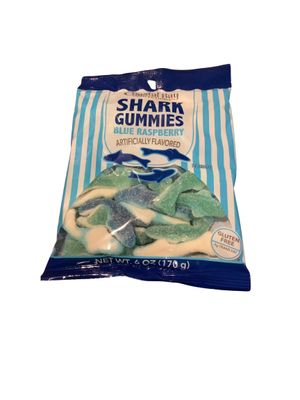 Craving something chewy and tasty Blue Raspberry Shark Gummies, 6 oz (170 g), Gluten Free Snack Size for Movie or TV Show Night (Pack of 1)