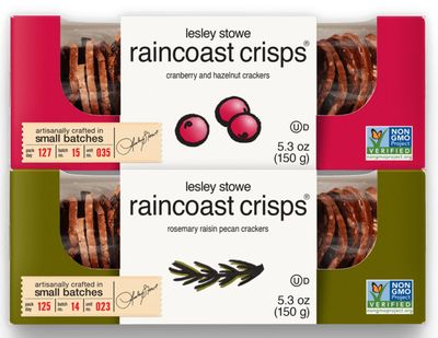 Lesley Stowe Raincoast Crisps Variety Pack - 1 Hazelnut Cranberry Crackers and 1 Rosemary Raisin Pecan Crackers with Measuring Spoon Included