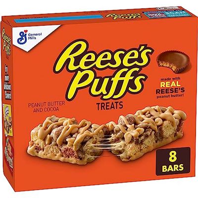 Reese&#39;s Puffs Breakfast Cereal Treat Bars, Peanut Butter &amp; Cocoa, 8 ct