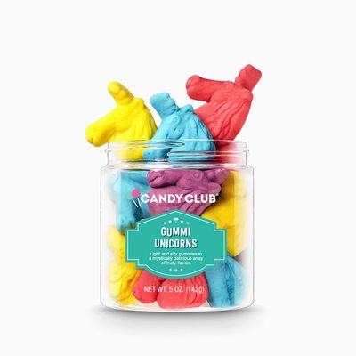 Candy Club Gourmet Gummi Unicorns, Part Marshmallow, Part Gummy Fruit Flavored Unicorn Puffs for Gifts, Parties, Snacks, Candy Buffets, etc. - 5oz Jar