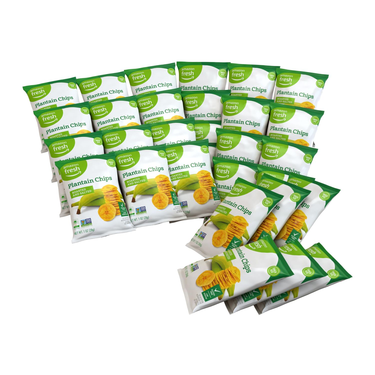 Amazon Fresh, Roasted &amp; Salted Plantain Chips, 1 Oz (Pack of 36) (Previously Wickedly Prime, Packaging May Vary)