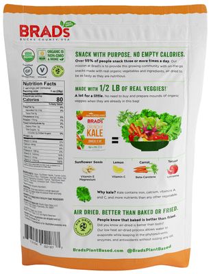 Brad's Plant Based Organic Cheeze it Up Crunchy Kale 2 oz Bag - Single Pack