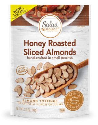 Salad Pizazz Almond Toppings Snack Mix and Salad Topping Resealable Bag, Honey Roasted, 3.5 Ounce