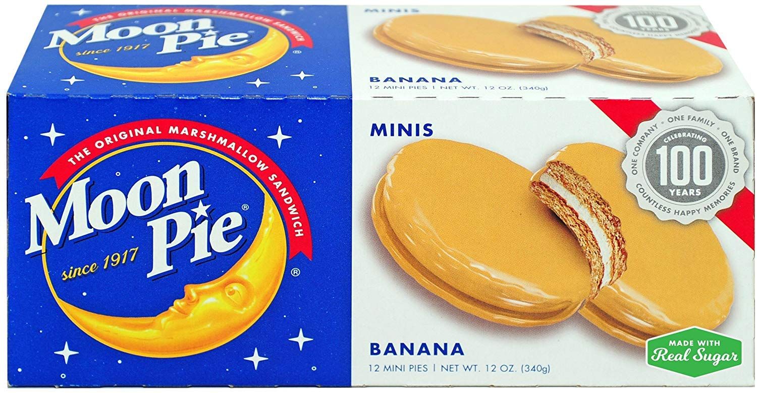 MoonPie Mini Marshmallow Sandwich Small Icing Dipped Graham Cracker &amp; Marshmallow Snack 12 Count, Banana, 96 Oz (Pack of 8)