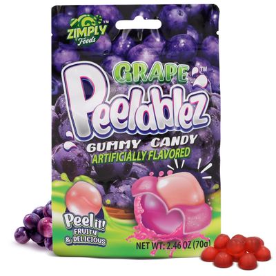 Peelable Grape Gummies Pack of 3 - Resealable 2.46 Oz Each, 4D Gummies, Grape Peeling Candy, Peelable Gummies Layered for Delicious Fruity Snack - Peelable Candy