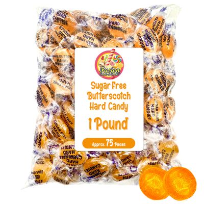 Sugar Free Butterscotch Candy Arcor - 1LB Bag (About 75 Pieces) Of Individually Wrapped Sugar Free Butterscotch Buttons, Butter Scotch Bulk Candy