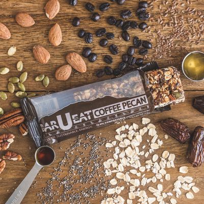 BAR-U-EAT Gluten-Free, Organic, Soft & Chewy Energy Bar. Whole Food Ingredients | Compostable Packaging | No Artificial Sugar | Healthy Snacks (Coffee Pecan 12 Pack)