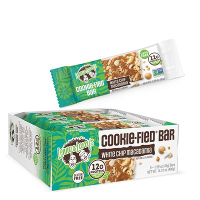 Lenny &amp; Larry&#39;s Cookie-fied Bar - White Chip Macadamia Protein Bars 9x45g - Healthy High Protein Snack with 12g Plant Protein &amp; 5g Fiber - Gluten free Power Bar, Keto Friendly, Non-GMO &amp; Vegan