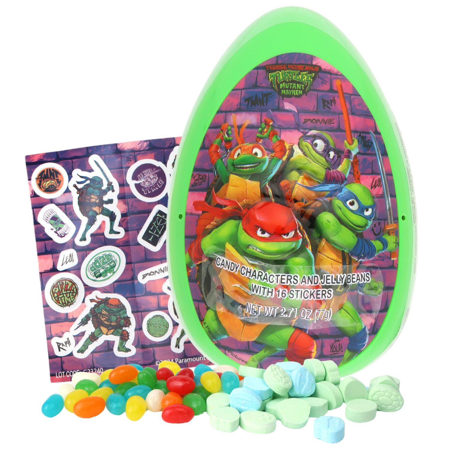 Teenage Mutant Ninja Turtle Jumbo Egg Filled with Candy and Stickers, 2024 Easter Gifts, 2.71 Ounces