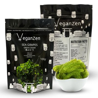 Sea Grapes to Eat Seaweed Snacks Salad Kit 100GR VeganZen Umibudo dried ramen toppings korean food green caviar vegetables nori kelp kombu asmr organic Dehydrated lato Crunchy Superfood