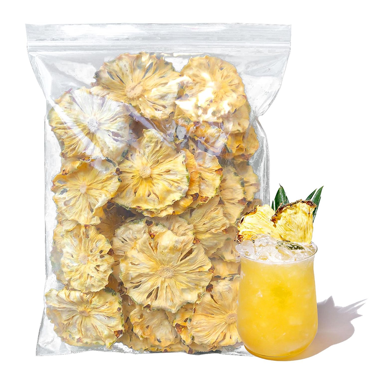 Dried Pineapple Slices 1lb  1 pound Dehydrated Cocktail Garnish Decor &amp; Edible Pineapple Fllowers No Sugar Added Dry Pineapple for DrinksBakingTea Dried Fruit Snack, Family, Bar, Business