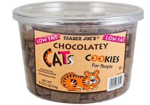 Trader Joe&#39;s Low Fat Chocolatey Cats Cookies for People - 1 lb (16 oz) Tub