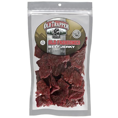 Old Trapper Beef Jerky, Old-Fashioned 10-Ounce Bag, Tender Meat Snacks for Lunches or Between Meals, 11 Grams of Protein, Zero Grams of Fat, and 70 Calories per Ounce (Pack of One)