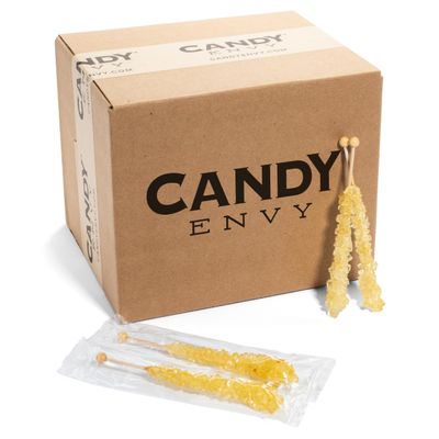 Candy Envy - Gold Rock Candy Sugar Sticks - Original Sugar Flavored - 144 Indiv. Wrapped