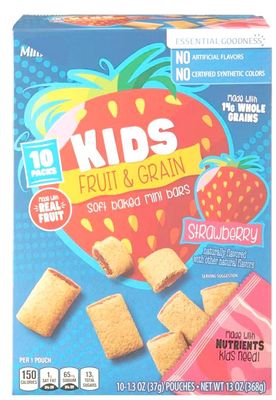 Fruit &amp; Grain Strawberry Mini Bars, 10, 1.3oz Packs, On the Go, 1 Pack Kid Snack Snacking Food Treat