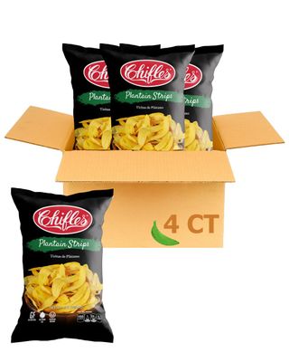 Chifles Original Salted Plantain Strips - 4 Bags, 8 oz ea | Sea Salt &amp; Crunchy | Vegan, Gluten Free, No Sugar Added Kosher Snacks | 4 Packs of 8 oz Plantain Strips Individual Bags | 32 Ounces