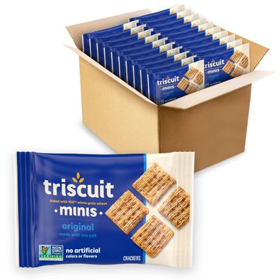 Triscuit Minis Original Whole Grain Wheat Crackers, Vegan Crackers, 20 Snack Packs