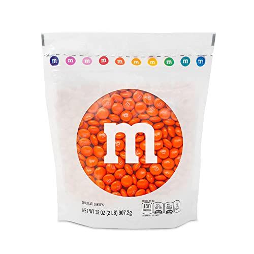 M&amp;MS Milk Chocolate Orange Candy - 2lbs of Bulk Candy in Resealable Pack for Candy Buffet, Halloween Trick or Treat Favor, Birthday Parties, Theme Meetings, Tasty Snacks for DIY Party