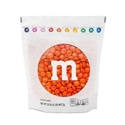 M&amp;MS Milk Chocolate Orange Candy - 2lbs of Bulk Candy in Resealable Pack for Candy Buffet, Halloween Trick or Treat Favor, Birthday Parties, Theme Meetings, Tasty Snacks for DIY Party