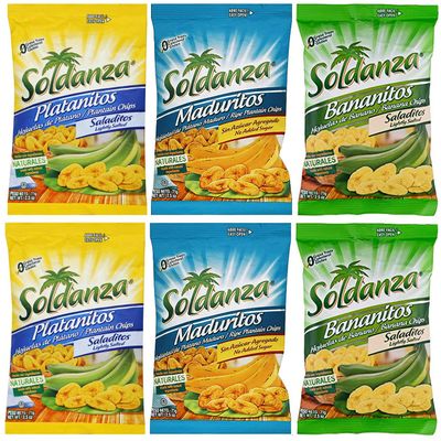 Journey of Snacks International Snack Soldanza Plantain Chips Variety Pack 2.5oz (Pack of 6) (3 Mix)